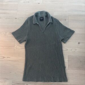 Abercrombie & Fitch Ribbed Knit Sage Polo